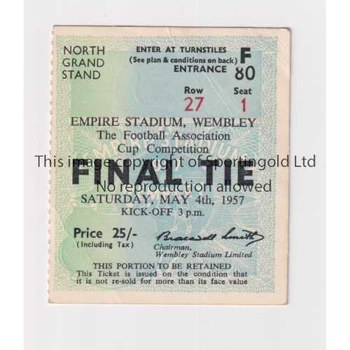 800 - 1957 FA CUP FINAL / MANCHESTER UNITED V ASTON VILLA       Seat ticket for the match at Wembley 4/5/1... 