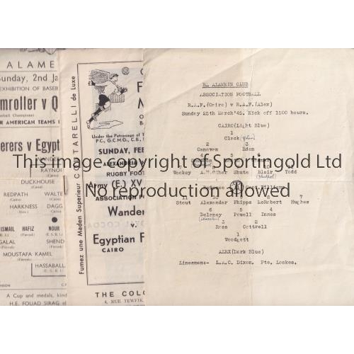 807 - WARTIME SERVICES FOOTBALL IN EGYPT       Five programmes for the services in Egypt, including,  join... 
