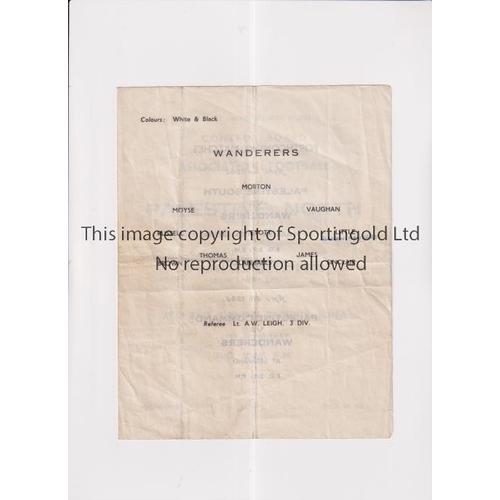 808 - SERVICES FOOTBALL IN PALESTINE 1946        Programme for Palestine North United Services v Wanderers... 