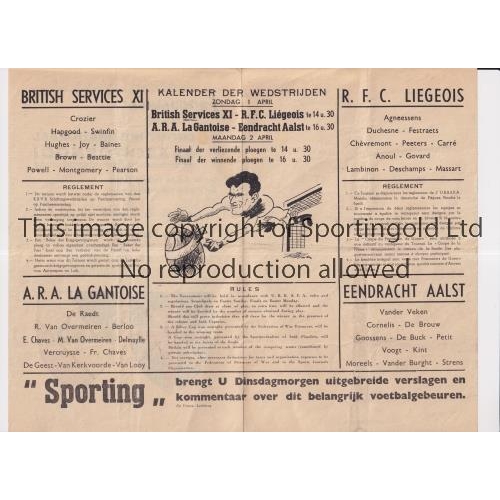 809 - R.F.C LIEGEOIS V BRITISH SERVICES XI 1945        Joint issue programme for the match in Belgium 1/4/... 