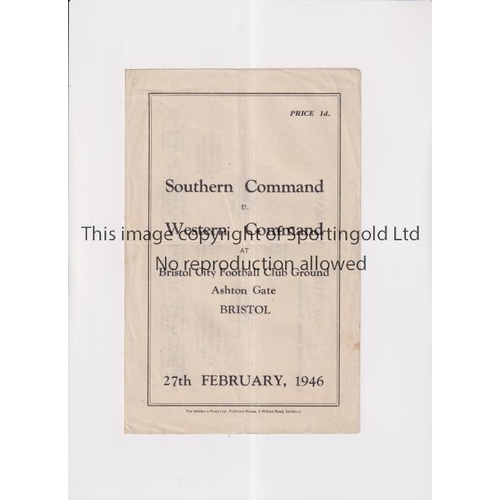 813 - SERVICES FOOTBALL AT BRISTOL CITY F.C. 1946     Four page programme for Western Command v Southern C... 
