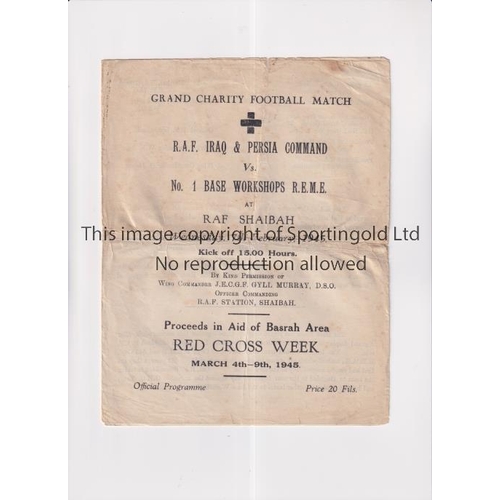 820 - SERVICES FOOTBALL IN IRAQ 1945       Programme for R.A.F. Iraq & Persia Command v No. 1 Base Worksho... 