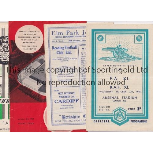 822 - F.A. XI V R.A.F. XI         Thirteen programmes for matches, including at Reading 30/10/1946, at Ars... 