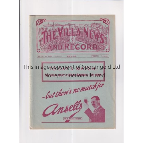 825 - SERVICES FOOTBALL AT ASTON VILLA 1939       Programme for The Royal Navy & Royal Marines v The Army ... 