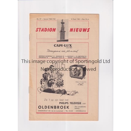 827 - NETHERLANDS XI V LONDON COMBINATION 1961      Programme for them match in Amsterdam 8/3/1961 includi... 