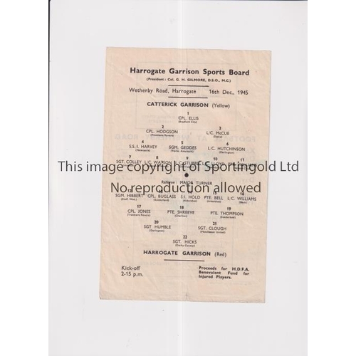 828 - SERVICES FOOTBALL AT HARROGATE TOWN F.C. 1945       Single sheet programme for Catterick Garrison v ... 