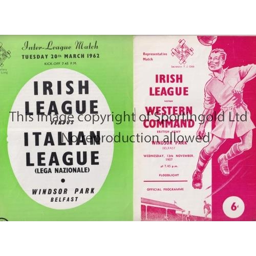 835 - IRISH LEAGUE         Two home programmes for matches played at Windsor Park, Belfast v Western Comma... 