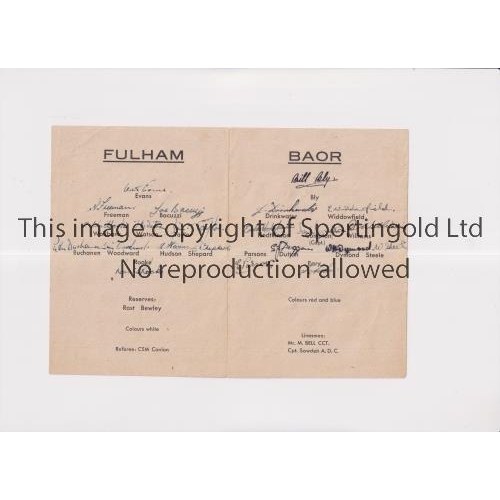 840 - FULHAM V B.O.A.R. IN HAMBURG 1946 / AUTOGRAPHS      Programme for the match in the Bahrenfeld Stadiu... 