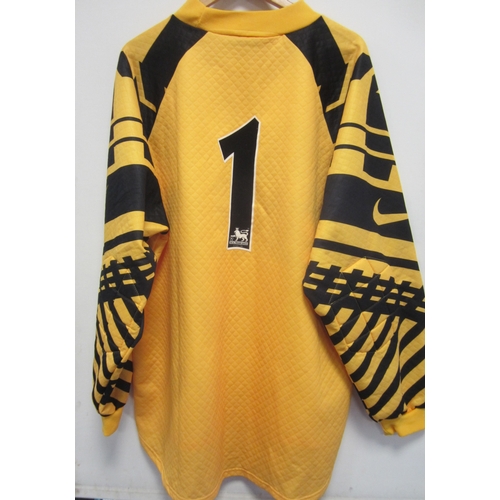 275 - ARSENAL GOALKEEPER SHIRT      Yellow long sleeve with black pattern for 1994-96 with Premier League ... 