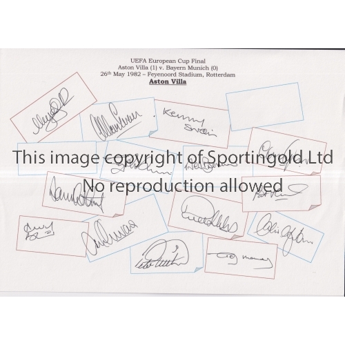 232 - ASTON VILLA / EUROPEAN CUP WINNERS 1982 / AUTOGRAPHS     Three A4 cards each signed by 14 members of... 