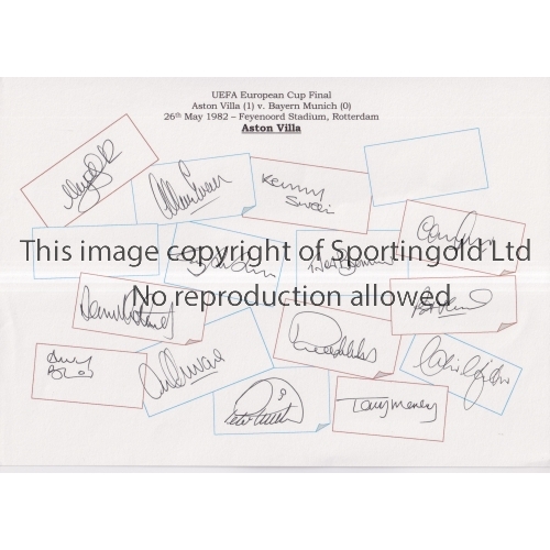232 - ASTON VILLA / EUROPEAN CUP WINNERS 1982 / AUTOGRAPHS     Three A4 cards each signed by 14 members of... 