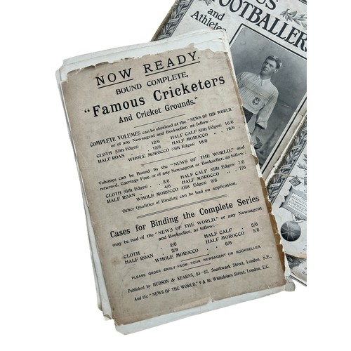 10 - X3 LATE 1890S FAMOUS FOOTBALLERS AND ATHLETES MAGAZINES, PART IX/ X/ XII, SCARCE ITEMS. PAGES LOOSE,... 