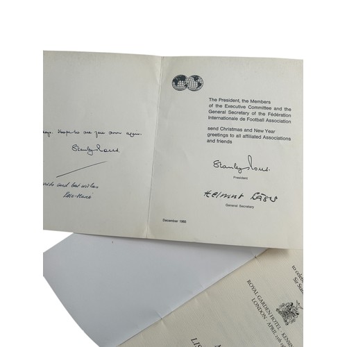 18 - SET OF FIFA/ SIR STANLEY ROUS EPHEMERA, INCLUDES SIGNED STANLEY ROUS GERMANY 1974 WORLD CUP MENU, SI... 