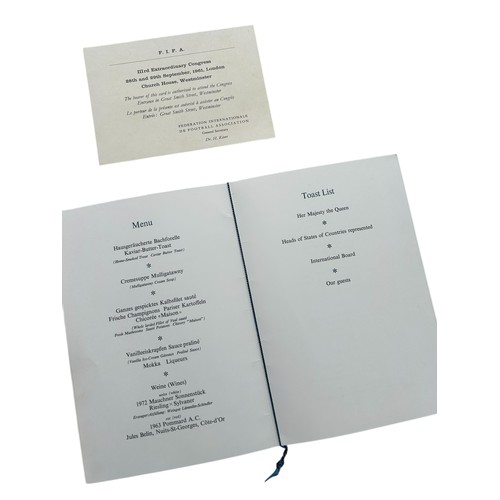 18 - SET OF FIFA/ SIR STANLEY ROUS EPHEMERA, INCLUDES SIGNED STANLEY ROUS GERMANY 1974 WORLD CUP MENU, SI... 