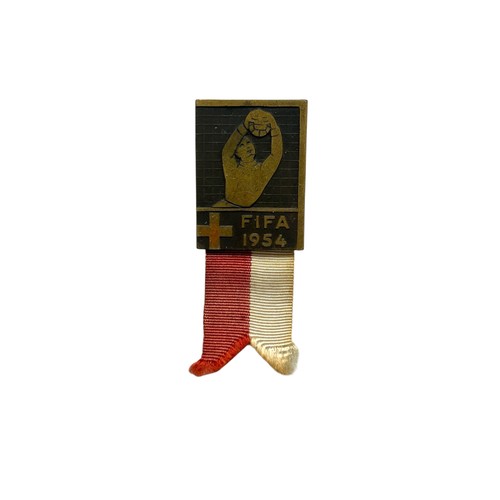 28 - X4 WORLD CUP 1954 SWITZERLAND FOOTBALL BADGES, 'FIFA 1954' RIBON PRESS BADGE, FIFA 1954 STICK PIN, B... 