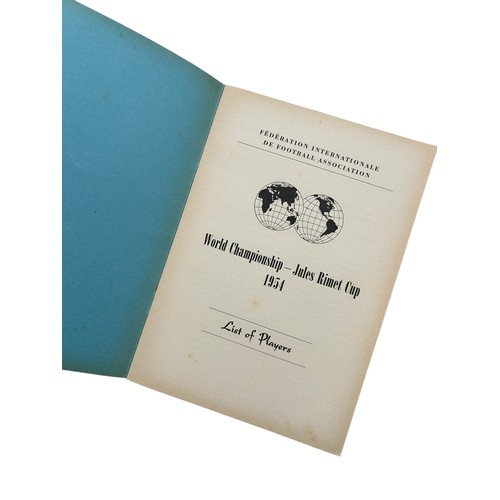 36 - 1954 SWITZERLAND WORLD CUP OFFICIAL LIST OF PLAYERS PROGRAMME, 'JULES RIMET CUP', INCLUDING EVERY CO... 