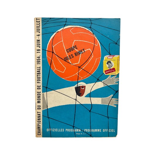 1954 SWITZERLAND WORLD CUP FOOTBALL PROGRAMME, TURKEY VERSUS KOREA, 20/6/1954, SCARCE ISSUE DUE TO ATTENDANCE 3541- THE LOWEST IN WORLD CUP HISTORY. GENERALLY GOOD,  MINOR WEAR TO REAR.