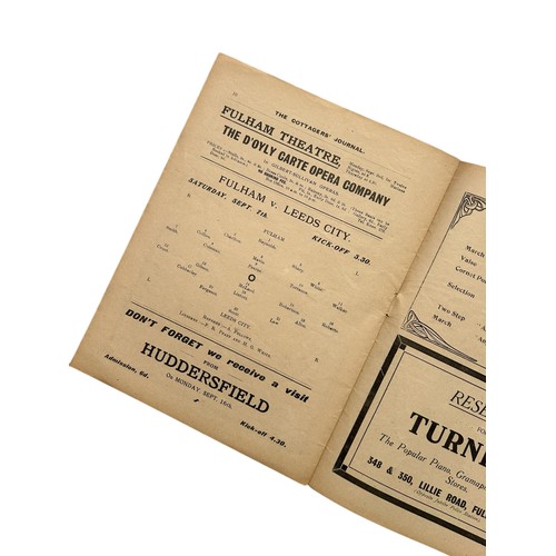 242 - LEEDS CITY AWAY VERSUS FULHAM 1912/13 FOOTBALL PROGRAMME, 7/9/1912, LEAGUE FIXTURE, SCARCE ITEM. SPI... 