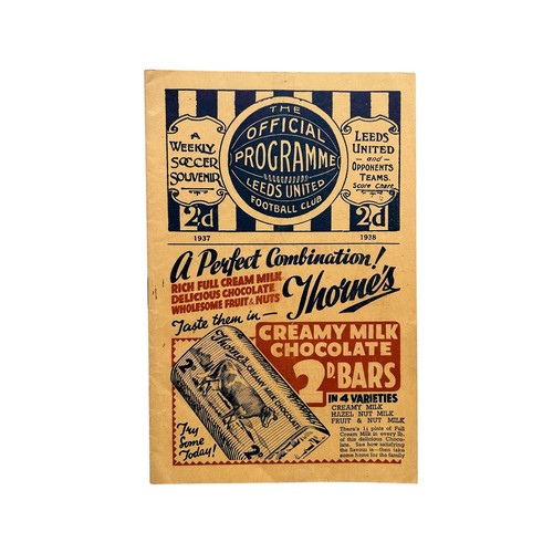 LEEDS UNITED VERSUS CHELSEA 1937/38 FOOTBALL PROGRAMME, 1/9/1937, FIRST DIVISION. GENERALLY GOOD, MINOR CREASE NOTED.