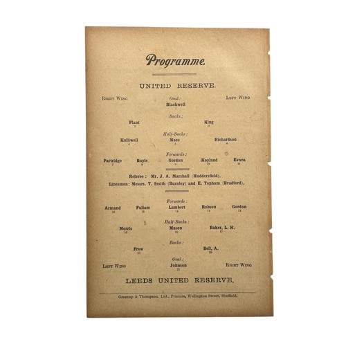 244 - LEEDS UNITED RESERVES AWAY VERSUS SHEFFIELD UNITED 1923/24 FOOTBALL PROGRAMME, 17/11/1923, CENTRAL L... 