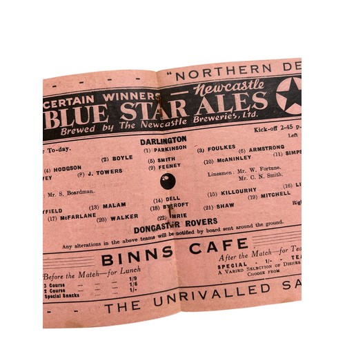 53 - DARLINGTON VERSUS DONCASTER ROVERS 1938/39 FOOTBALL PROGRAMME, 28/1/1939, DIVISION 3 NORTH. CREASING... 