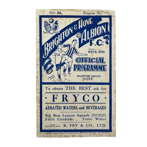 105 - 1932/33 FA CUP 3RD ROUND FOOTBALL PROGRAMME, CHELSEA AWAY VERSUS BRIGHTON AND HOVE ALBION, 14/1/1933... 
