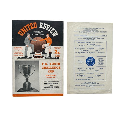 Programme FA Youth Cup 1959 – Manchester United Vs Blackburn Rovers (demi-finale)