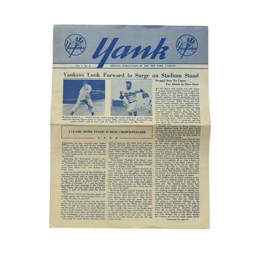 MANCHESTER UNITED VERSUS TOTTENHAM HOTSPUR 1952 FOOTBALL PROGRAMME, NEW YORK YANKEE ISSUE, 15/6/1952, FRIENDLY PLAYED AT THE YANKEE STADIUM. FOLD NOTED, OTHERWISE GOOD.