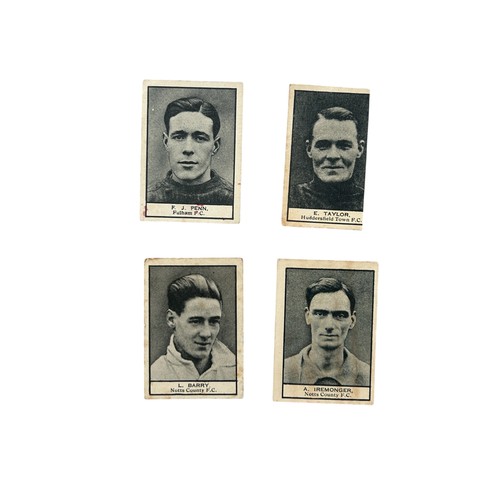 849 - CRESCENT CONFECTIONERY FOOTBALL CIGARETTE CARDS, X4 ISSUES, F.J. PENN- FULHAM, L.BARRY- NOTTS COUNTY... 