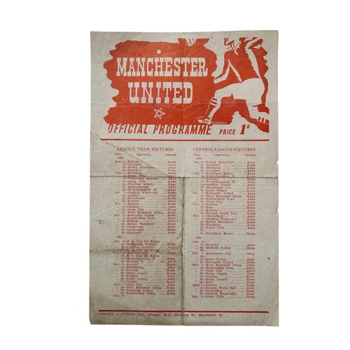 237 - MANCHESTER UNITED 1950 REDS VERSUS BLUES PUBLIC TRIAL MATCH FOOTBALL PROGRAMME, 12/8/1950, SINGLE SH... 