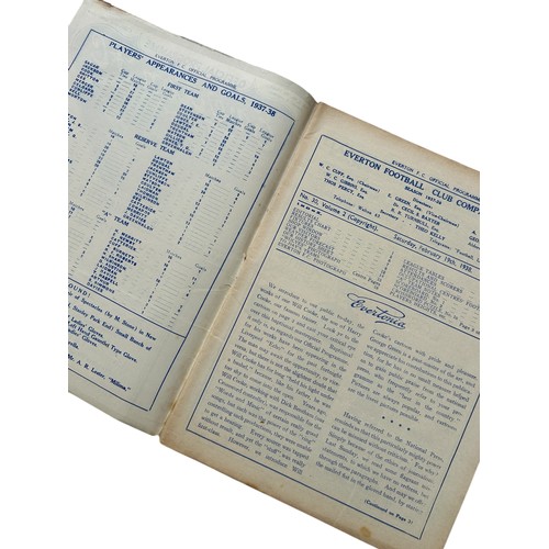 23 - EVERTON VERSUS WOLVERHAMPTON WANDERERS 1937/38 FOOTBALL PROGRAMME, 19/2/1938. WRITING THROUGHOUT INN... 
