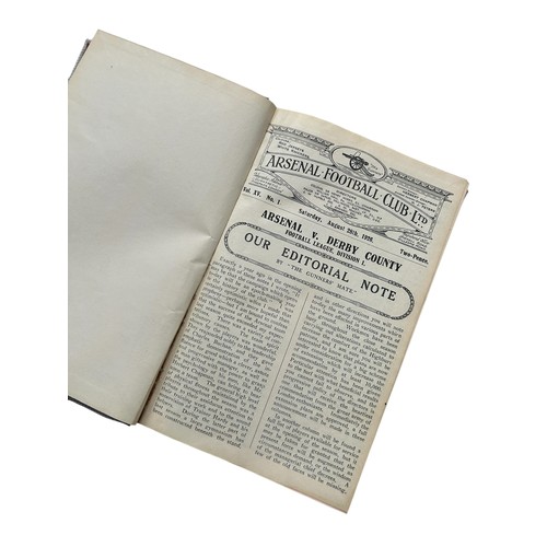 103 - ARSENAL 1926/27 CLUB BOUND VOLUME OF MATCH PROGRAMMES, OPPONENTS INCLUDE DERBY COUNTY, BOLTON WANDER... 