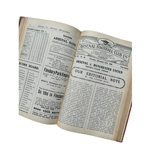 103 - ARSENAL 1926/27 CLUB BOUND VOLUME OF MATCH PROGRAMMES, OPPONENTS INCLUDE DERBY COUNTY, BOLTON WANDER... 