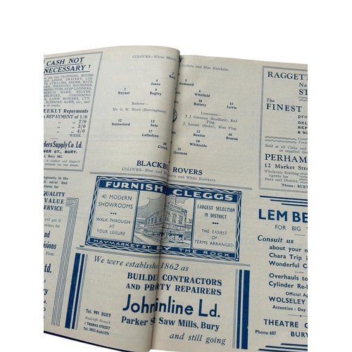 104 - BURY FC 1936/37 CLUB BOUND VOLUME OF MATCH PROGRAMMES, OPPONENTS INCLUDE BLACKBURN ROVERS, BLACKPOOL... 