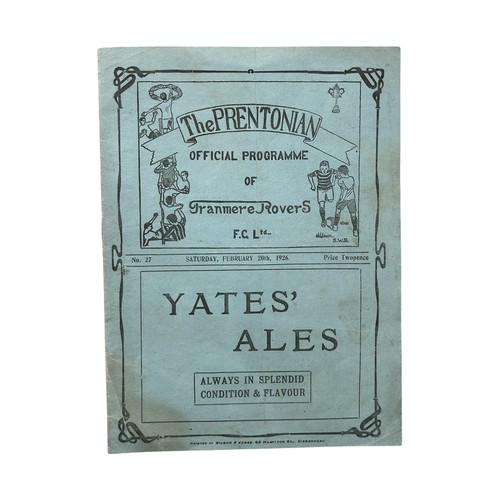 108 - TRANMERE ROVERS VERSUS BRADFORD PARK AVENUE 1925/26 FOOTBALL PROGRAMME, 20/2/1926, DIVISION III. CRE... 