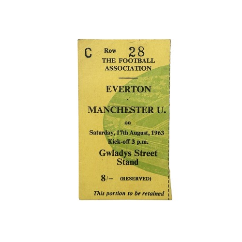 1963 CHARITY SHIELD FOOTBALL TICKET STUB, MANCHESTER UNITED VERSUS EVERTON, 17/8/1963, EXTREMELY SCARCE.