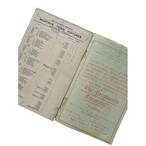 145 - MERTHYR TOWN VERSUS COVENTRY CITY 1913/14 FOOTBALL PROGRAMME, 25/10/1913, SOUTHERN LEAGUE. SHOWING W... 