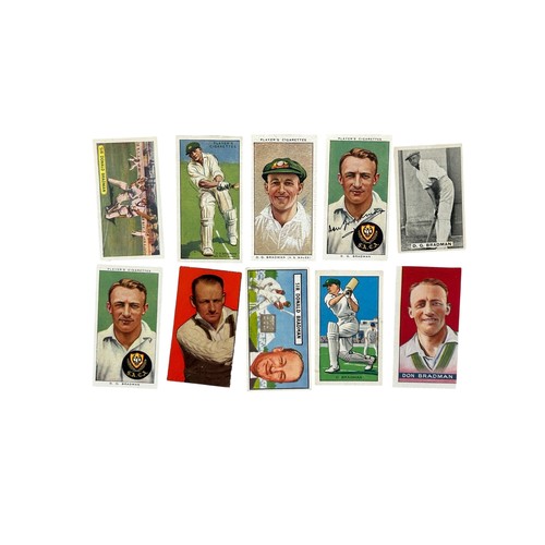 players cigarette cards cricketers 1938 COLLECTION OF DON BRADMAN CRICKET CIGARETTE CARDS, INCLUDES A SIGNED 1938  JOHN PLAYER AND SONS CRICK