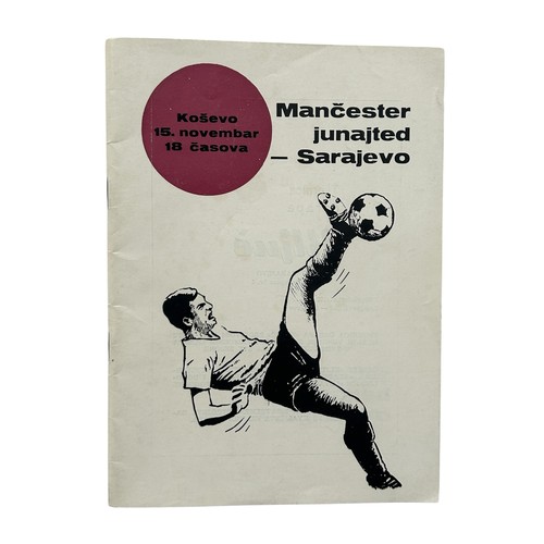 MANCHESTER UNITED AWAY VERSUS FK SARAJEVO 1967/68 FOOTBALL PROGRAMME, 15/11/1967, EUROPEAN CUP. VERY GOOD CONDITION.