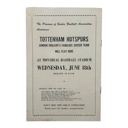 100 - MANCHESTER UNITED AWAY VERSUS MONTREAL ALL STARS 1952 FOOTBALL PROGRAMME, 13/5/1952, CANADIAN TOUR. ... 