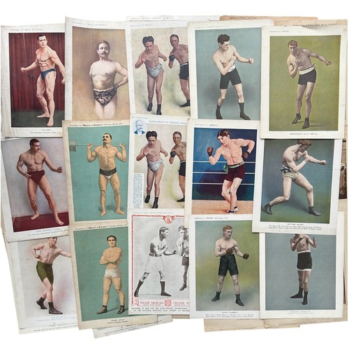 780 - COLLECTION OF 1910/20s BOXING MAGAZINE SUPPLEMENTS, 40+ EXAMPLES, SOME WRESTLING/ WEIGHT LIFTING EXA... 