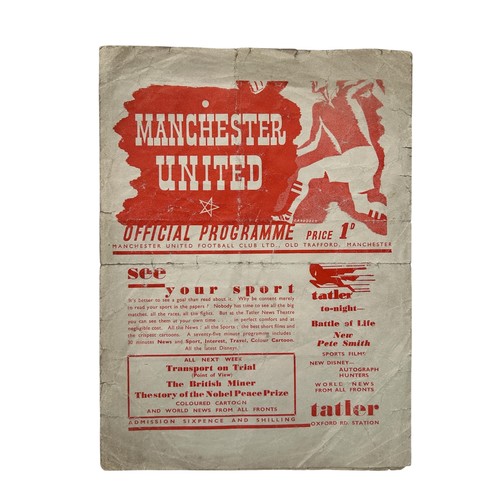 103 - MANCHESTER UNITED VERSUS BIRMINGHAM 1939/40 FOOTBALL PROGRAMME, 17/2/1940, 4-PAGE WAR-TIME ISSUE. CR... 