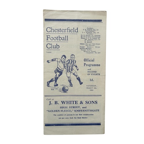 107 - MANCHESTER UNITED AWAY VERSUS CHESTERFIELD 1940/41 FOOTBALL PROGRAMME, 1/3/1941, WAR-TIME GATEFOLD I... 