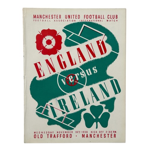 189 - 1938 ENGLAND VERSUS IRELAND FOOTBALL PROGRAMME, PLAYED AT MANCHESTER UNITED/ OLD TRAFFORD, 16/11/193... 