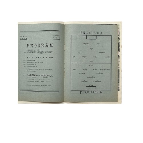25 - 1954 ENGLAND AWAY VERSUS YUGOSLAVIA FOOTBALL PROGRAMME, 16/5/1954, PINK/ GREY SUPPLEMENTS ATTACHED. ... 