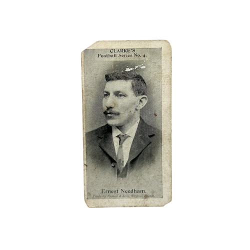 699 - 1902 CLARKE'S FOOTBALL SERIES CIGARETTE CARD, ERNEST NEEDHAM, SHEFFIELD UNITED, No.4, TRIMMED.
