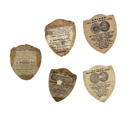 698 - X5 EARLY 1900S FOOTBALL BAINES CARDS, ENGLISH K'NUTS, SWANSEA TOWN, HEBDEN BRIDGE, OLDHAM ATHLETIC, ... 