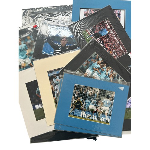 1231 - X14 MANCHESTER CITY MOUNTED/ SIGNED PLAYER PHOTOS, SOME CoAs, MAINLY 2000s ONWARDS.