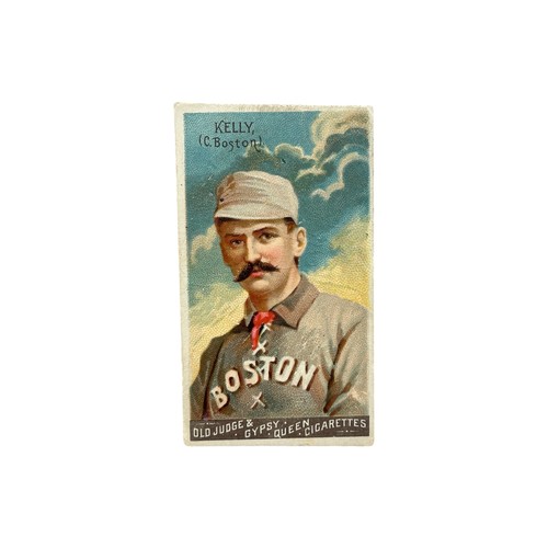 1888 GOODWIN & CO CHAMPIONS BASEBALL CIGARETTE CARD, 'KING' KELLY, BOSTON, OLD JUDGE & GYPSY QUEEN CIGARETTES, NEW YORK. SEE PHOTOS.