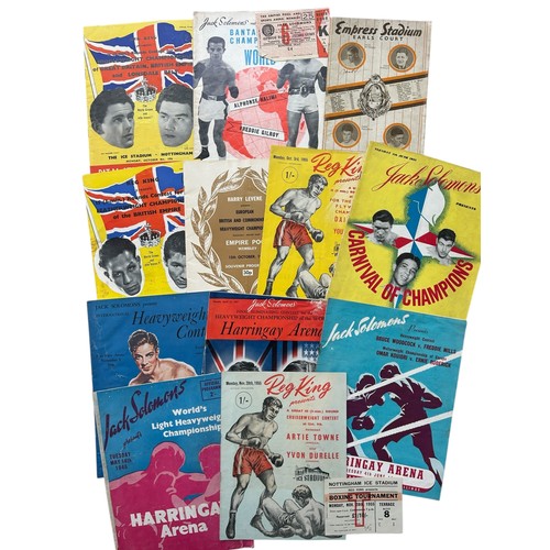 COLLECTION OF BOXING PROGRAMMES/ TICKETS, 19 EXAMPLES, 1940S ONWARDS ...